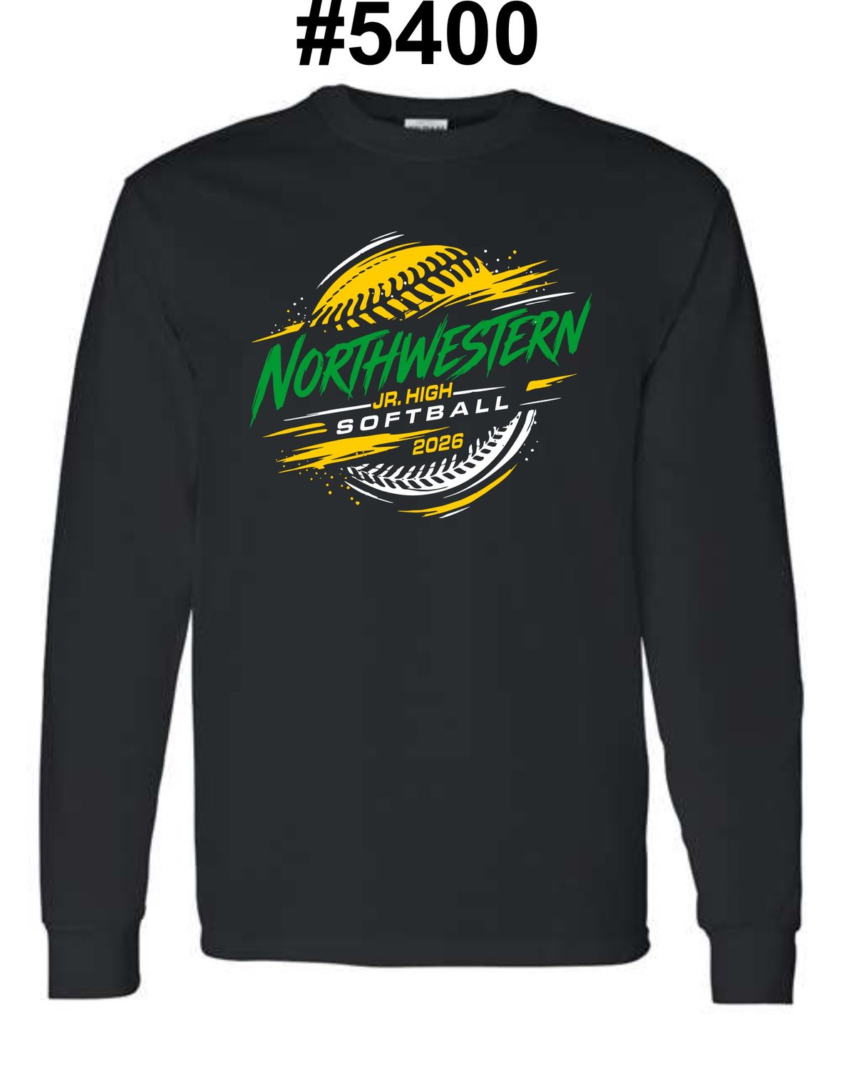 NORTHWESTERN SOFTBALL-5400 BLACK LONG SLEEVE-T