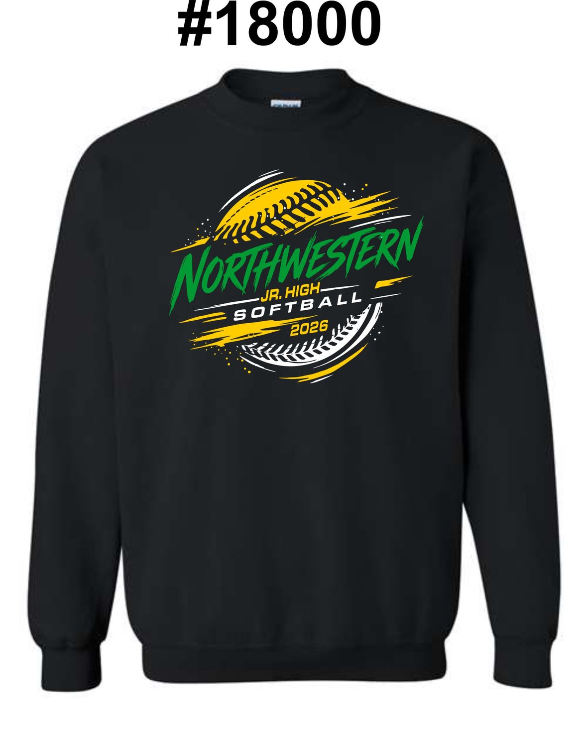 NORTHWESTERN SOFTBALL-18000 BLACK CREWNECK SWEATSHIRT