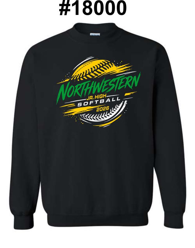 NORTHWESTERN SOFTBALL-18000 BLACK CREWNECK SWEATSHIRT