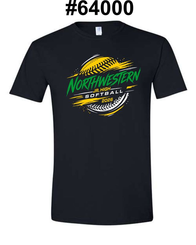 NORTHWESTERN SOFTBALL-64000 BLACK SOFT STYLE-T