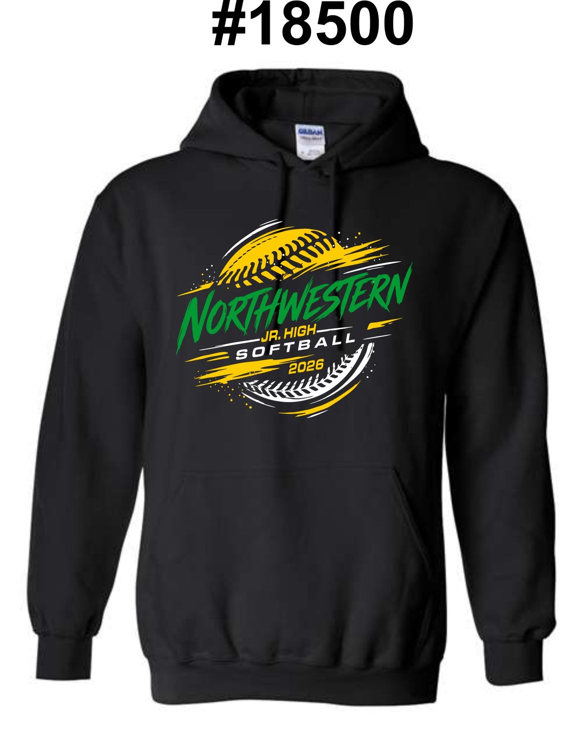 NORTHWESTERN SOFTBALL-18500 BLACK PULLOVER HOODIE