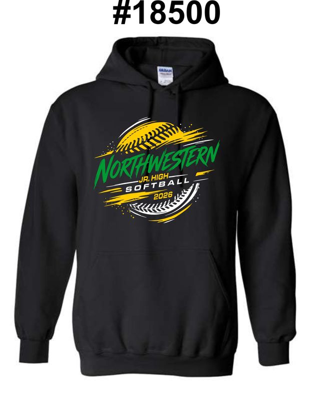 NORTHWESTERN SOFTBALL-18500 BLACK PULLOVER HOODIE