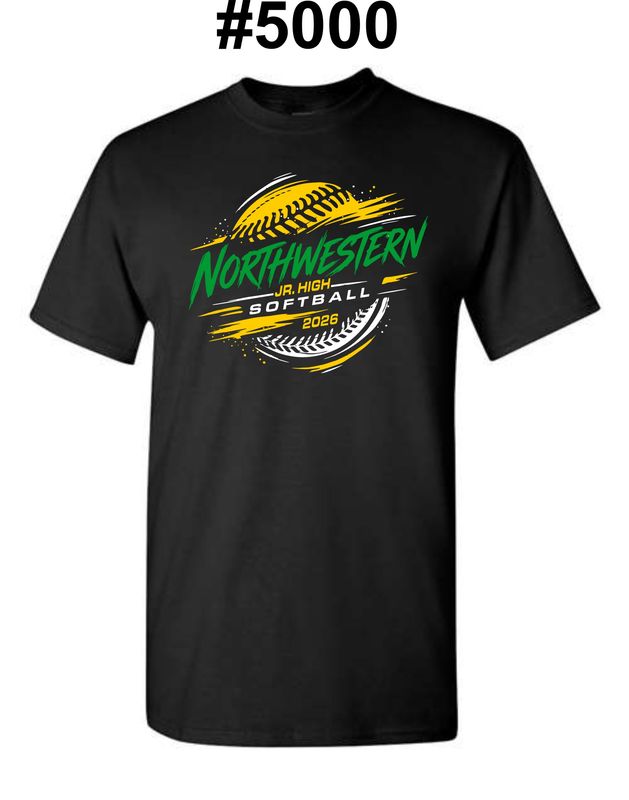 NORTHWESTERN SOFTBALL-5000 BLACK UNI-SEX T-SHIRT