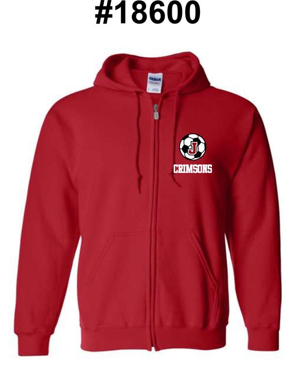 SOCCER JHS-18600 RED ZIP-UP  HOODIE