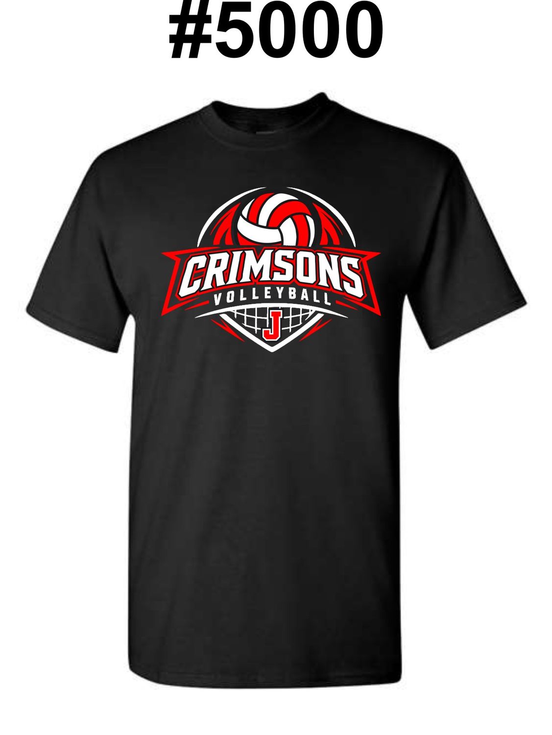 VOLLEYBALL CRIMSONS-5000 BLACK UNI-SEX T-SHIRT