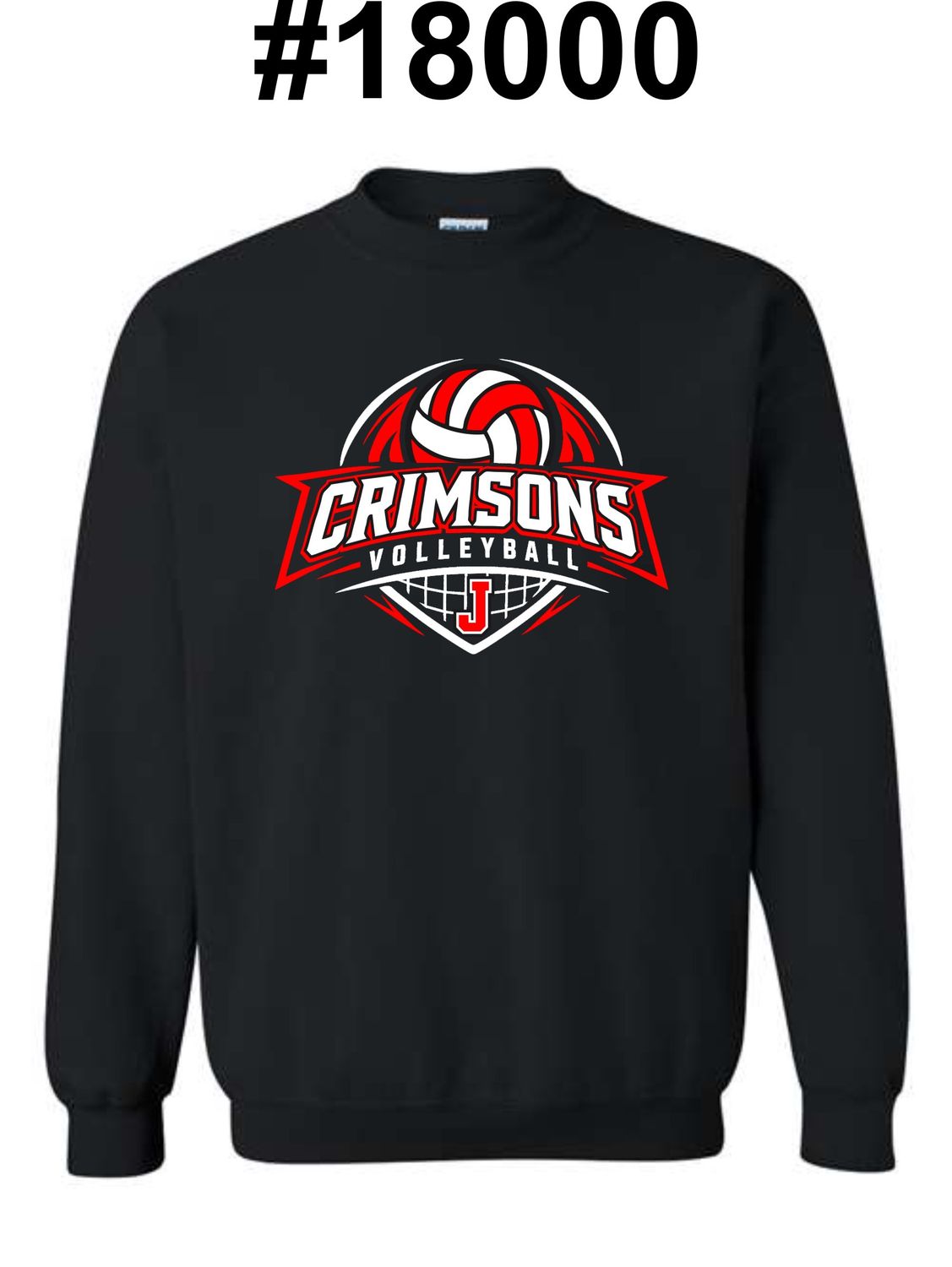 VOLLEYBALL CRIMSONS-18000 BLACK CREWNECK SWEAT SHIRT