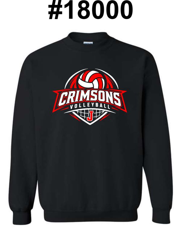 VOLLEYBALL CRIMSONS-18000 BLACK CREWNECK SWEAT SHIRT