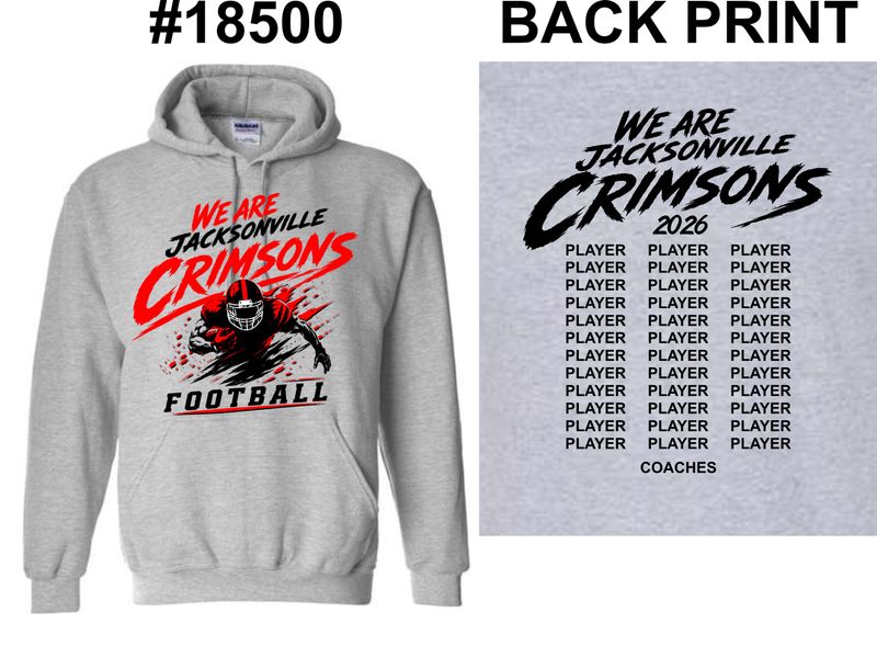 ROSTER CRIMSONS TEAM-18500 SPORT GREY PULLOVER HOODIE