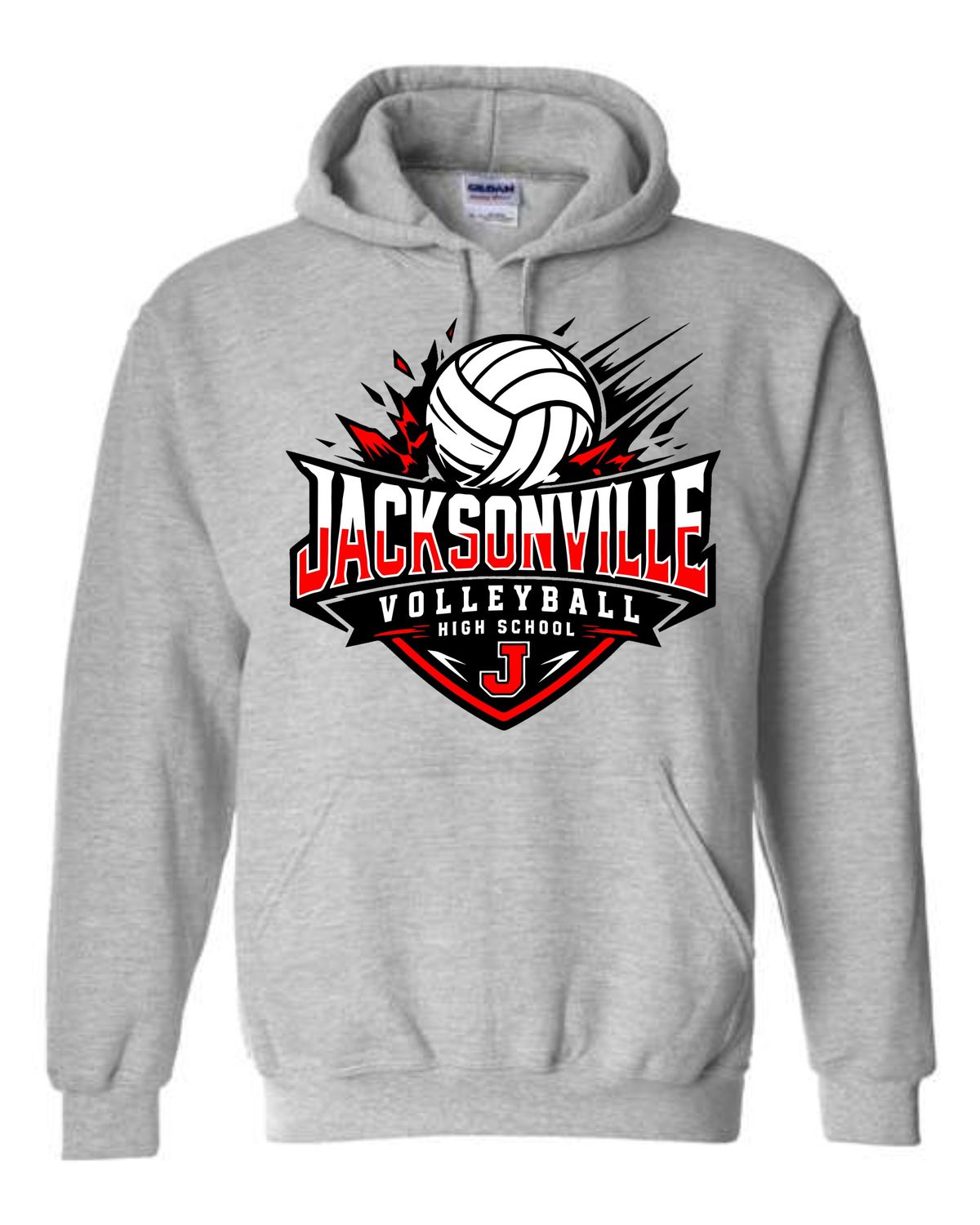 JACKSONVILLE VOLLEYBALL-18500 SPORT GREY PULLOVER HOODIE (FRONT &amp; BACK PRINT)