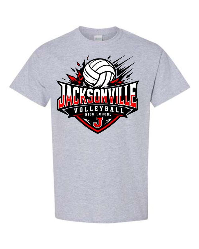 JACKSONVILLE VOLLEYBALL-5000 SPORT GREY UNI-SEX T-SHIRT (FRONT &amp; BACK PRINT)