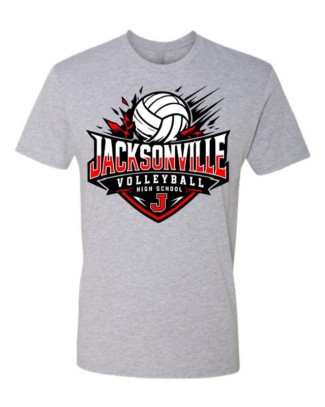 JACKSONVILLE VOLLEYBALL-64000 SPORT GREY SOFT STYLE-T (FRONT &amp; BACK PRINT)