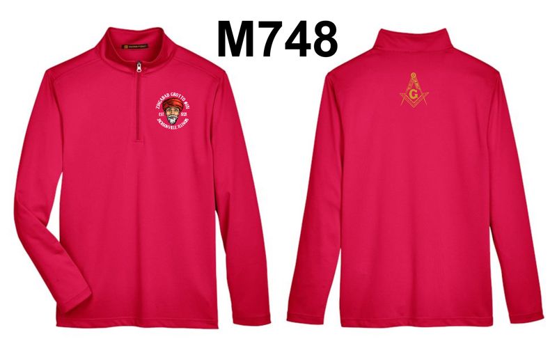 ZINGABAD-M748 RED SNAG PROTECTION QUARTER-ZIP (EMBROIDERED)