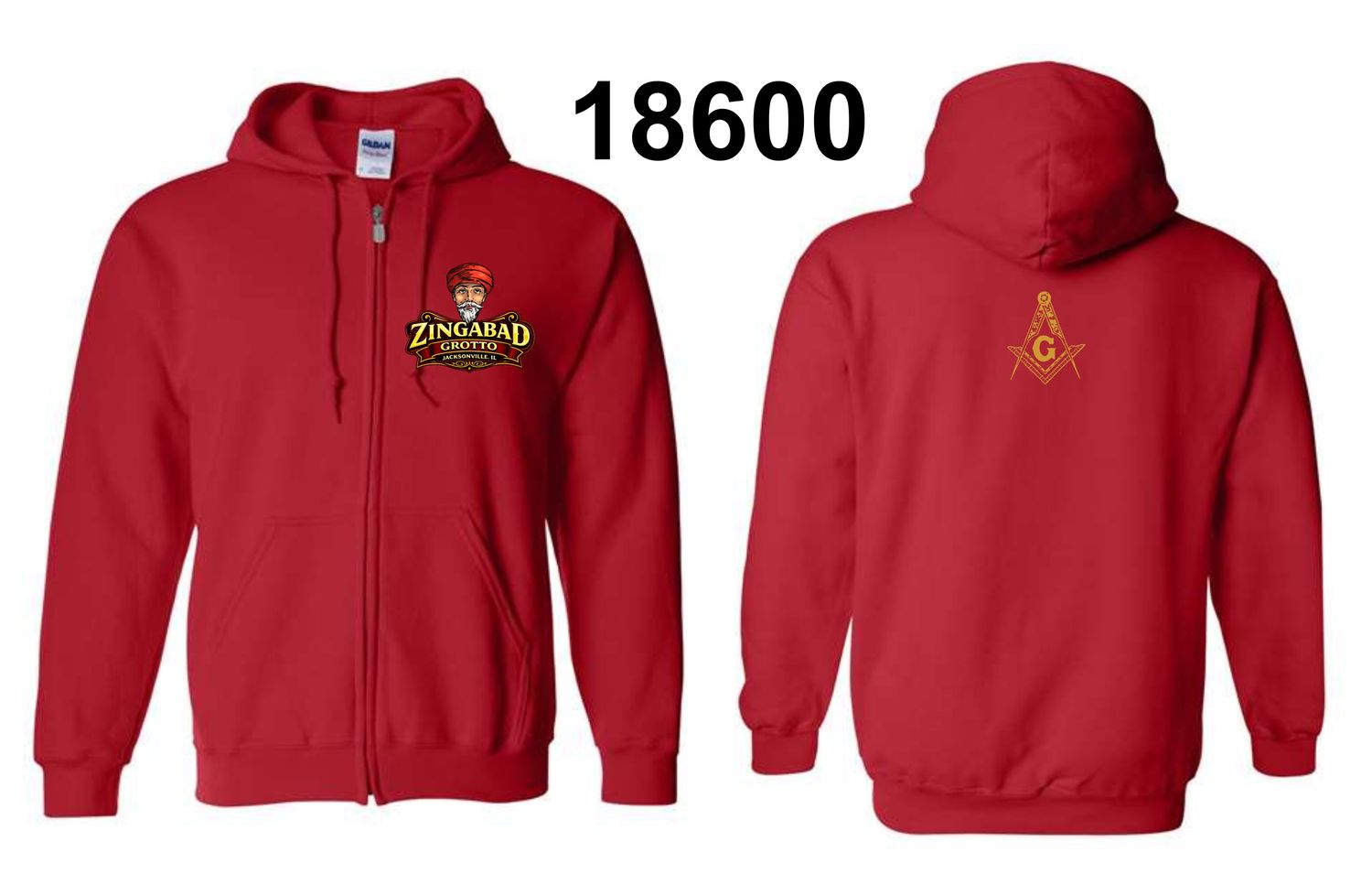 ZINGABAD-18600 RED ZIP-UP HOODIE