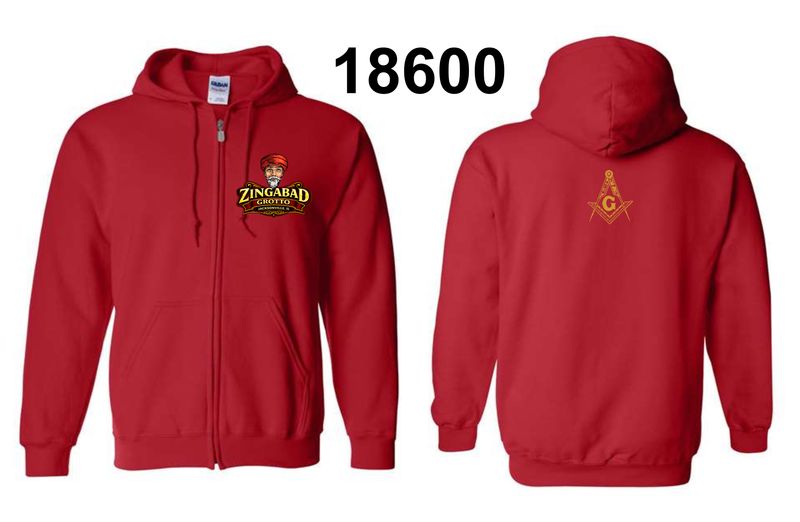 ZINGABAD-18600 RED ZIP-UP HOODIE