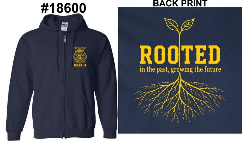 AUBURN FFA-18600 NAVY ZIP-UP HOODIE