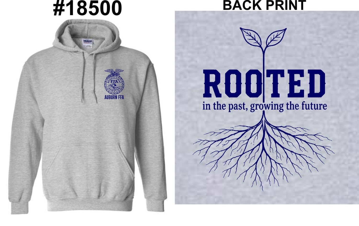 AUBURN FFA-18500 SPORT GREY PULLOVER HOODIE