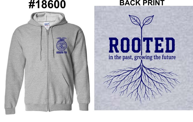 AUBURN FFA-18600 SPORT GREY ZIP-UP HOODIE
