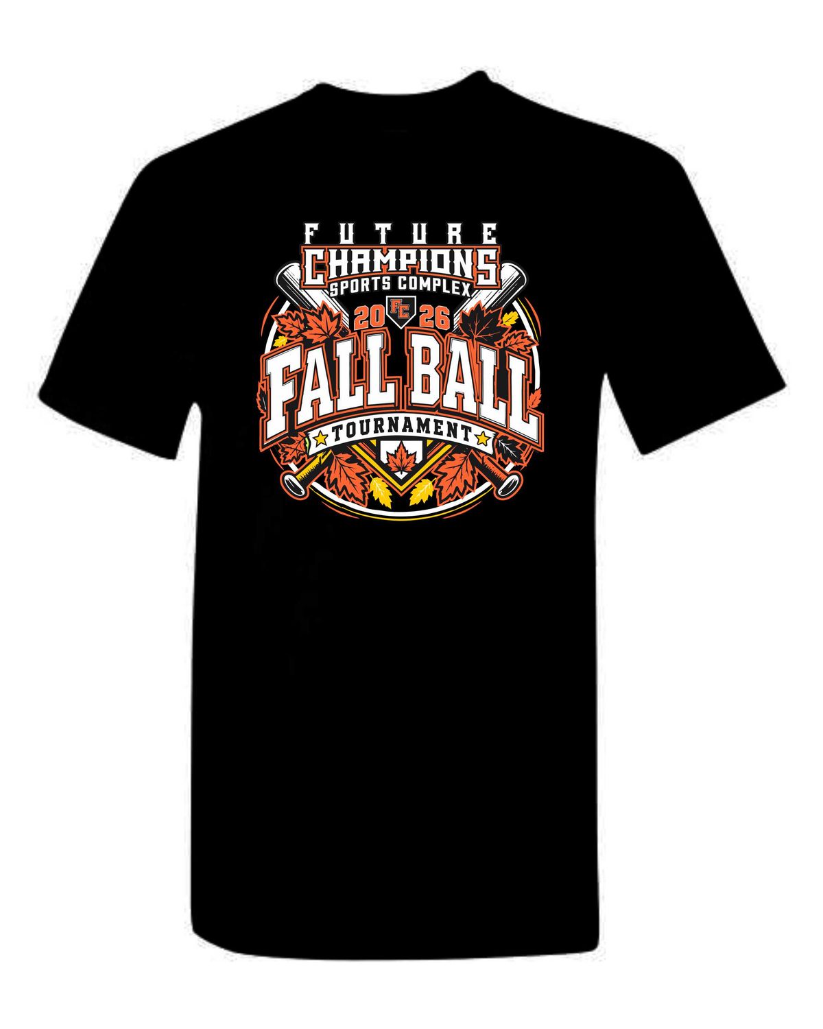 FC FALL BALL-5000 BLACK REGULAR T-SHIRT (FRONT &amp; BACK PRINT ONLY)