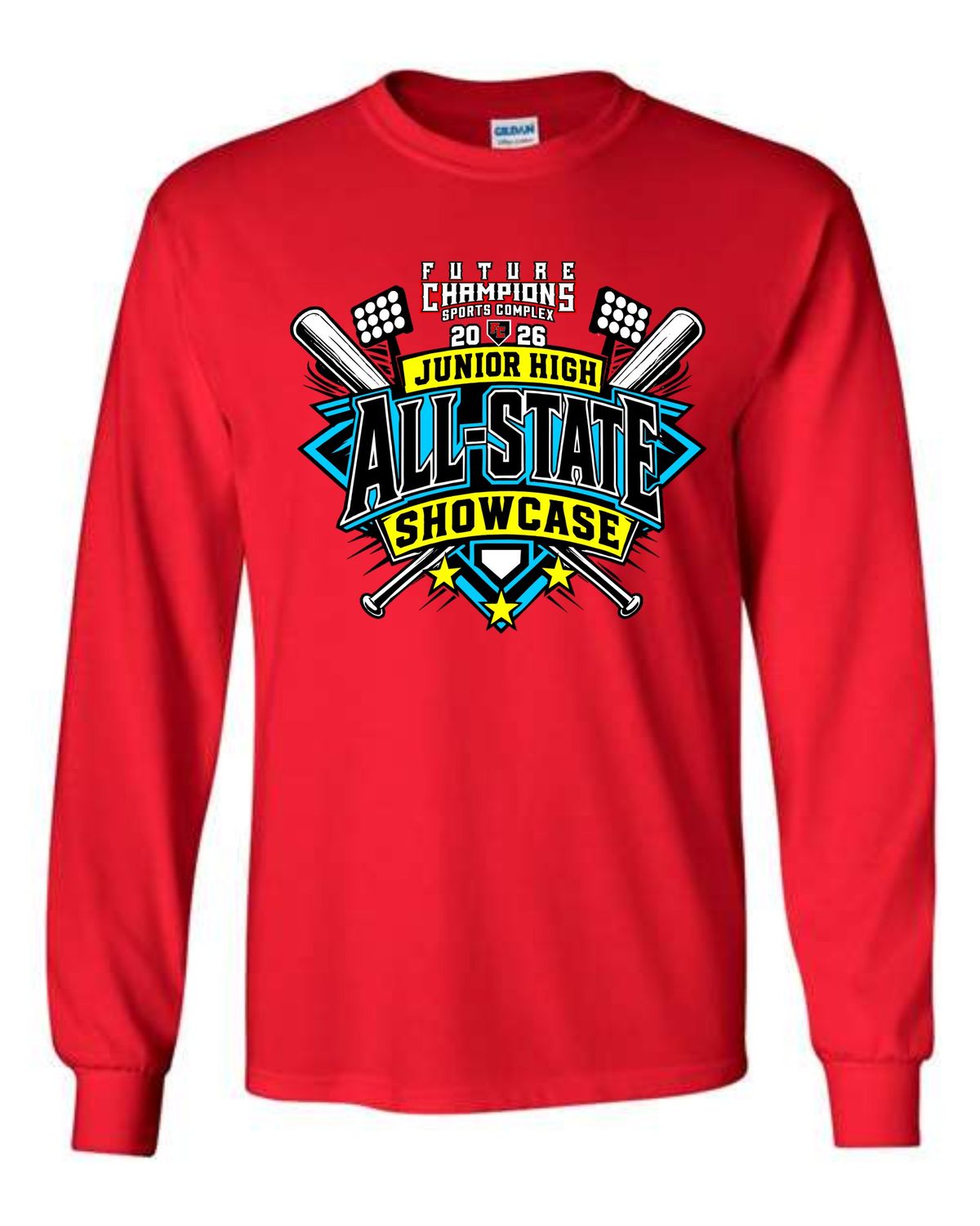 FC JR HIGH ALL-STATE SHOWCASE-5400 RED REGULAR LONG SLEEVE-T (FRONT &amp; BACK PRINT)
