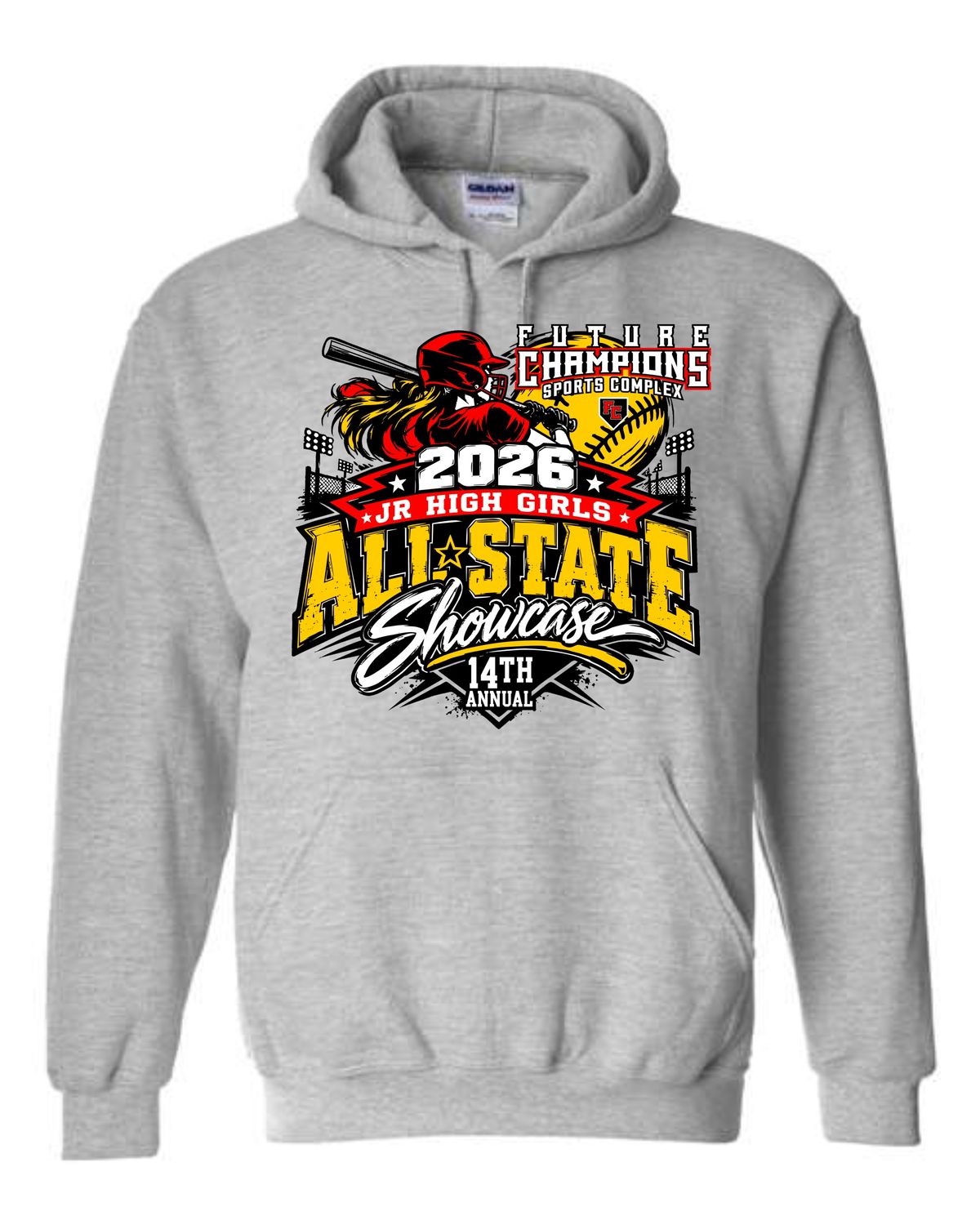 FC JR HIGH GIRLS ALL-STATE SHOWCASE-18500 SPORT GREY REGULAR PULLOVER HOODIE (FRONT &amp; BACK PRINT)