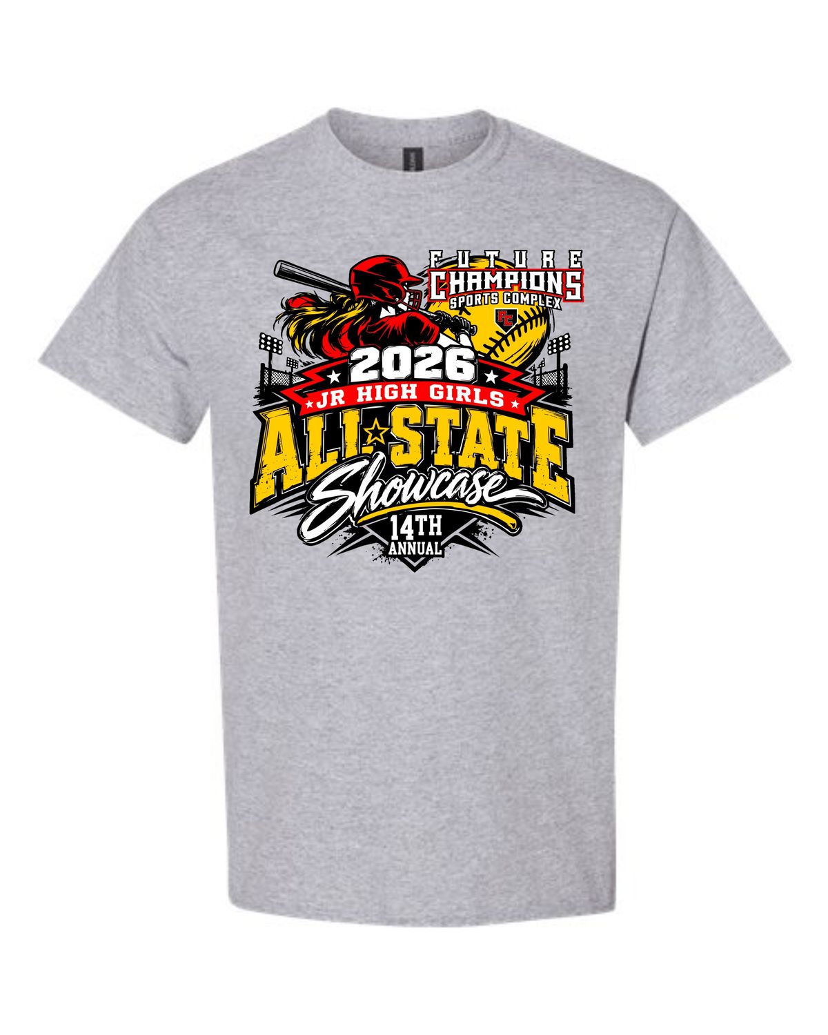 FC JR HIGH GIRLS ALL-STATE SHOWCASE-5000 SPORT GREY REGULAR T-SHIRT (FRONT &amp; BACK PRINT)