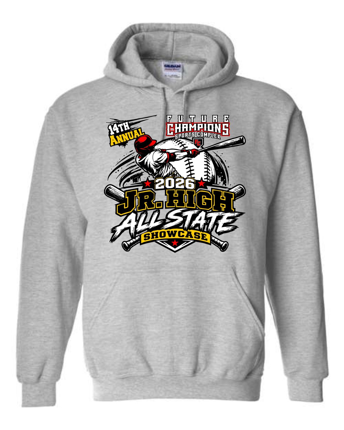 FC JR HIGH BOYS ALL-STATE SHOWCASE-18500 SPORT GREY REGULAR PULLOVER HOODIE (FRONT &amp; BACK PRINT)