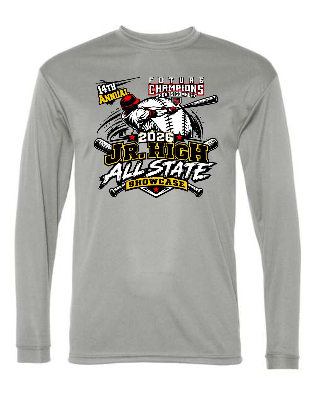 FC JR HIGH BOYS ALL-STATE SHOWCASE-5104 SPORT GREY DRI-FIT LONG SLEEVE-T (FRONT &amp; BACK PRINT)