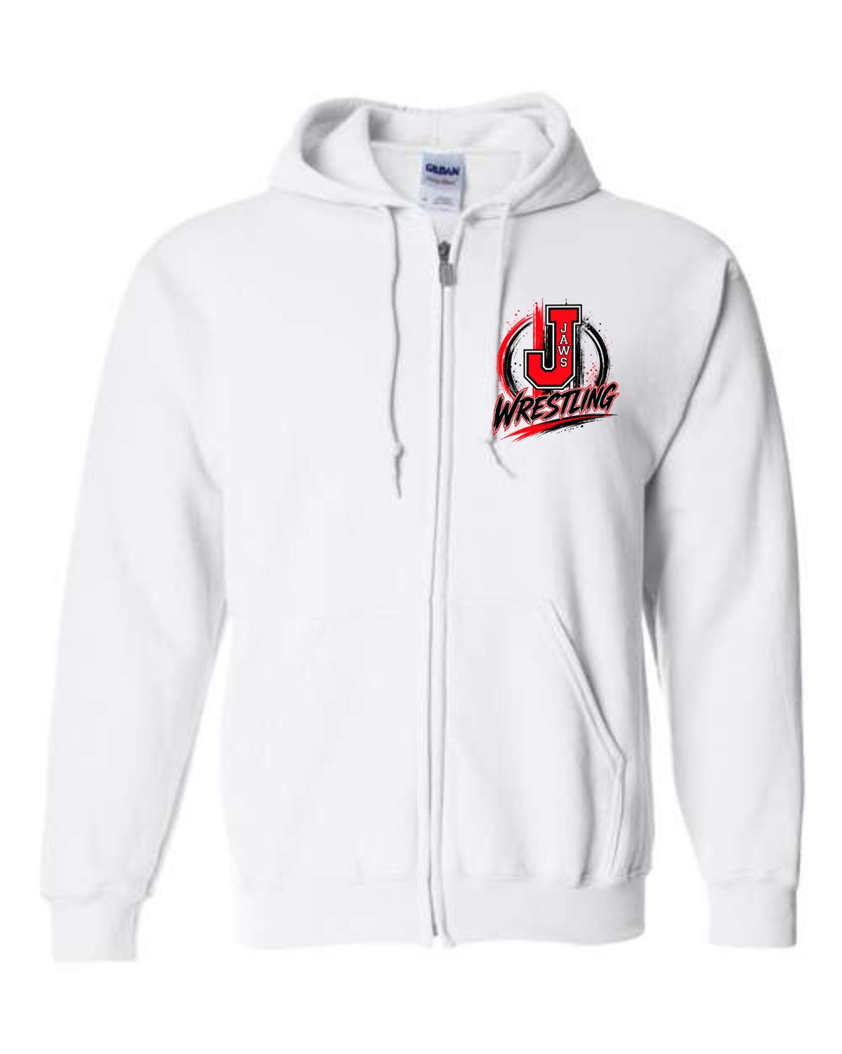 JAWS-18600 WHITE FULL-ZIP HOODIE
