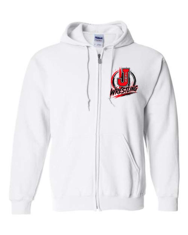 JAWS-18600 WHITE FULL-ZIP HOODIE