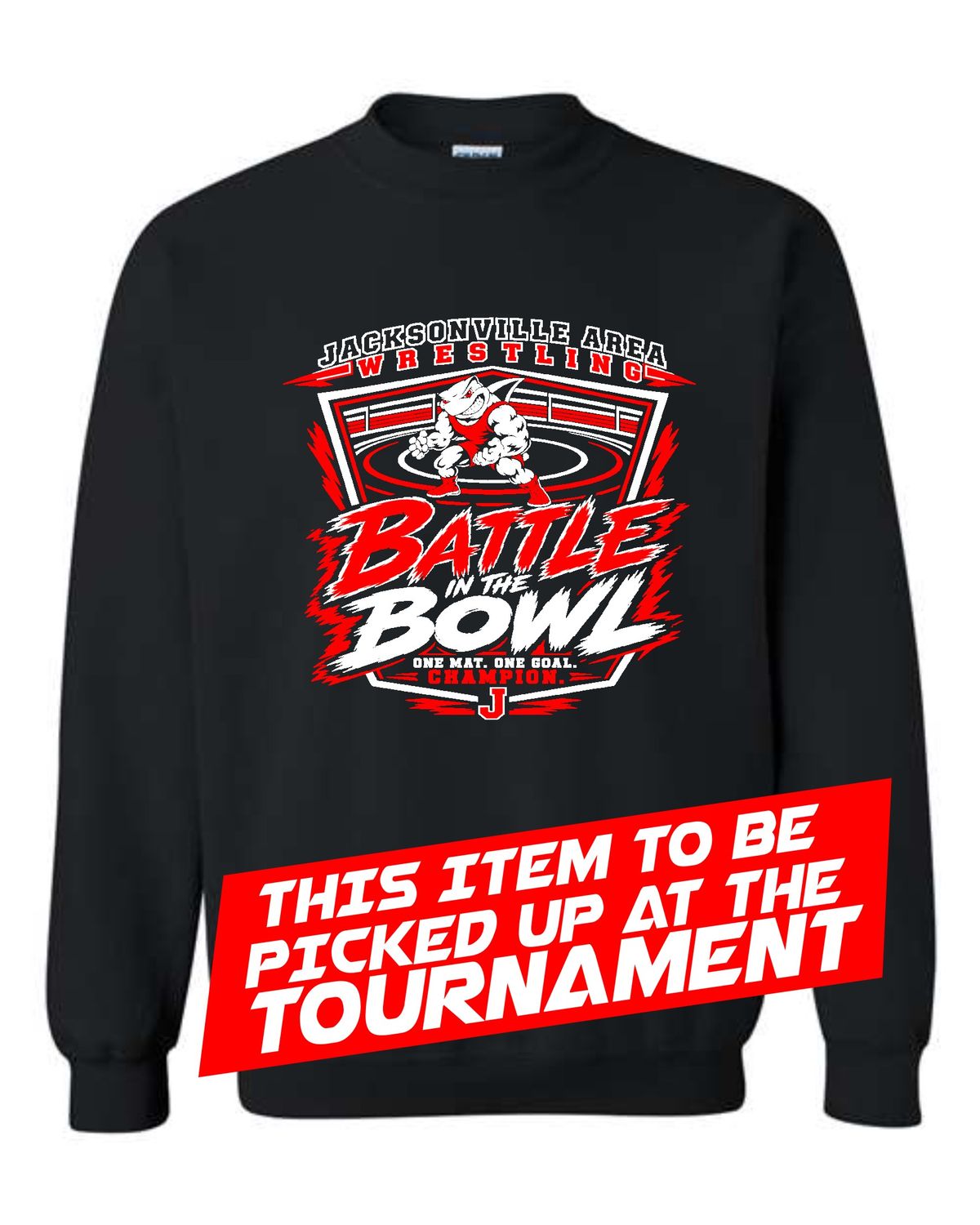 JAWS BATTLE AT THE BOWL-18000 BLACK CREWNECK SWEATSHIRT