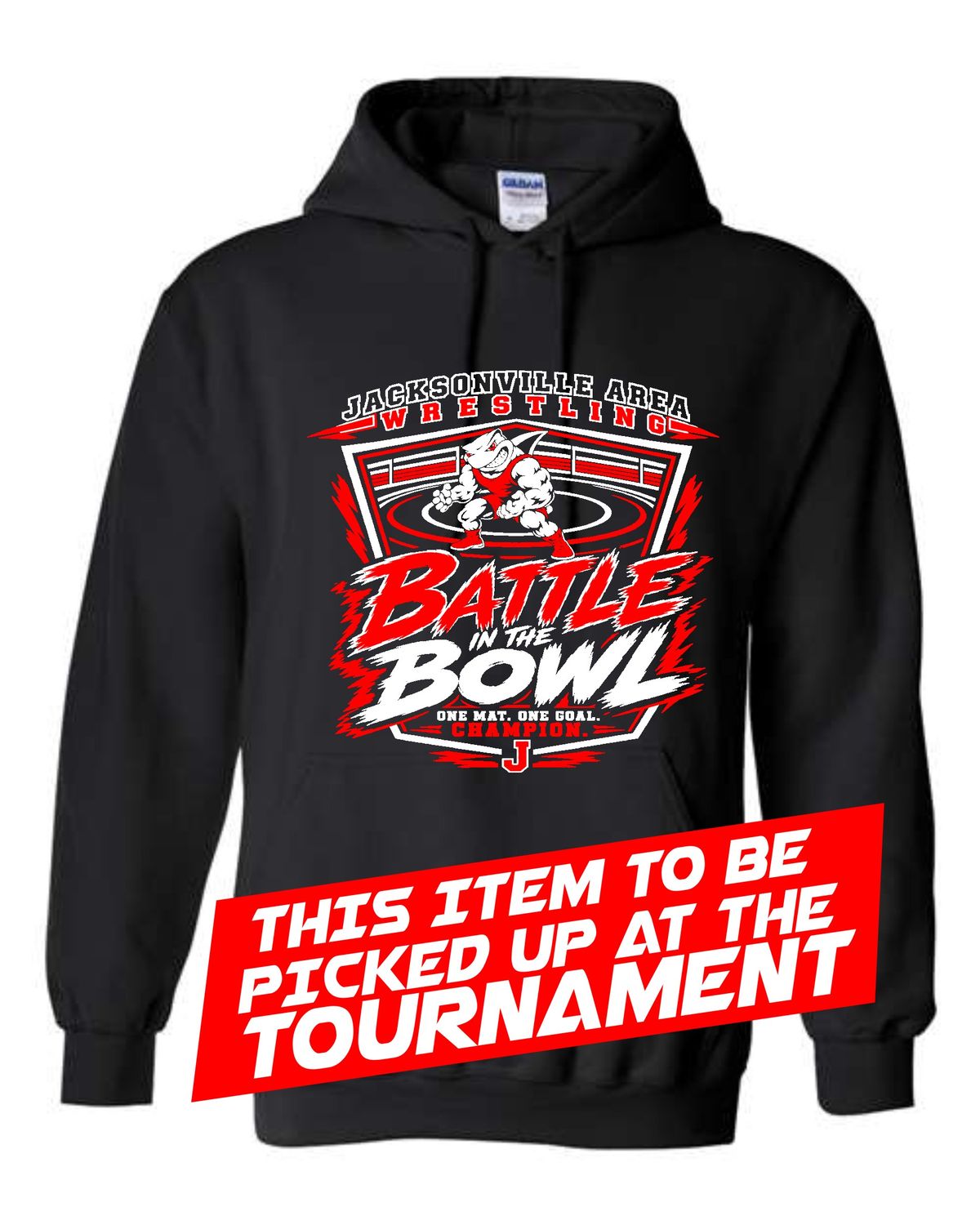 JAWS BATTLE AT THE BOWL-18500 BLACK PULLOVER HOODIE
