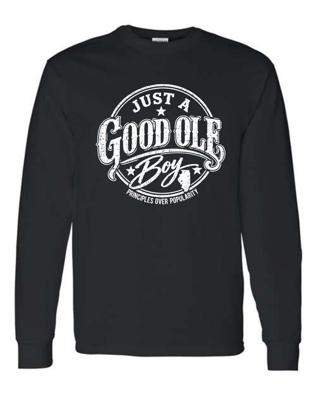 GOOD OLE BOYS-5400 BLACK PRINCIPLES LONG SLEEVE-T