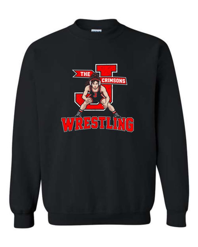 J CRIMSONS WRESTLING-18000 BLACK GIRLS CREWNECK SWEATSHIRT