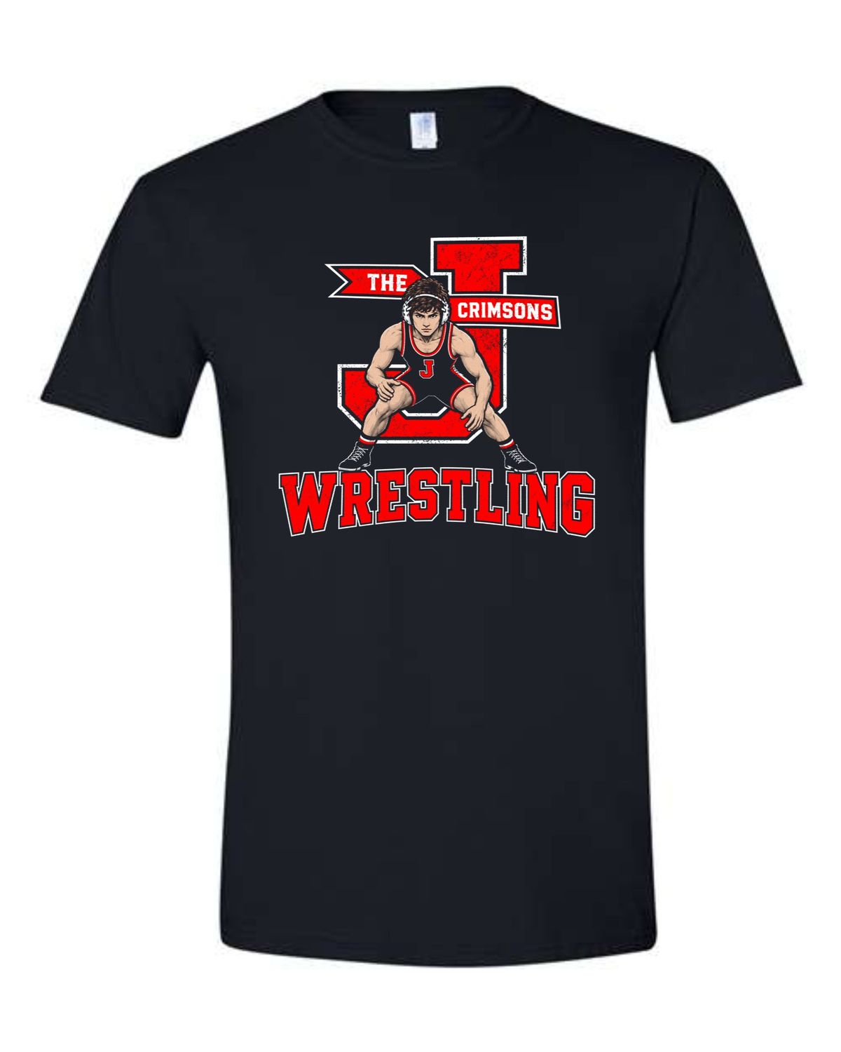 J CRIMSONS WRESTLING-64000 BLACK BOYS SOFT STYLE-T