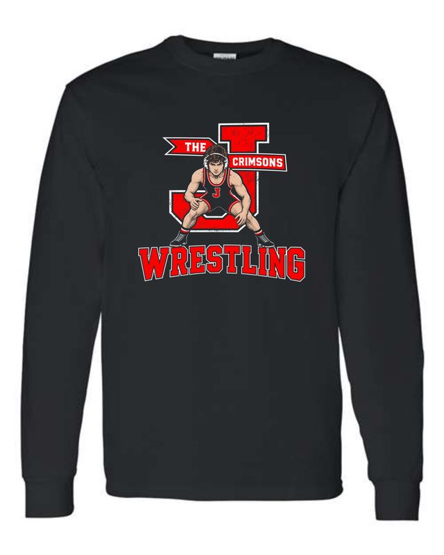 J CRIMSONS WRESTLING-5400 BLACK BOYS LONG SLEEVE-T