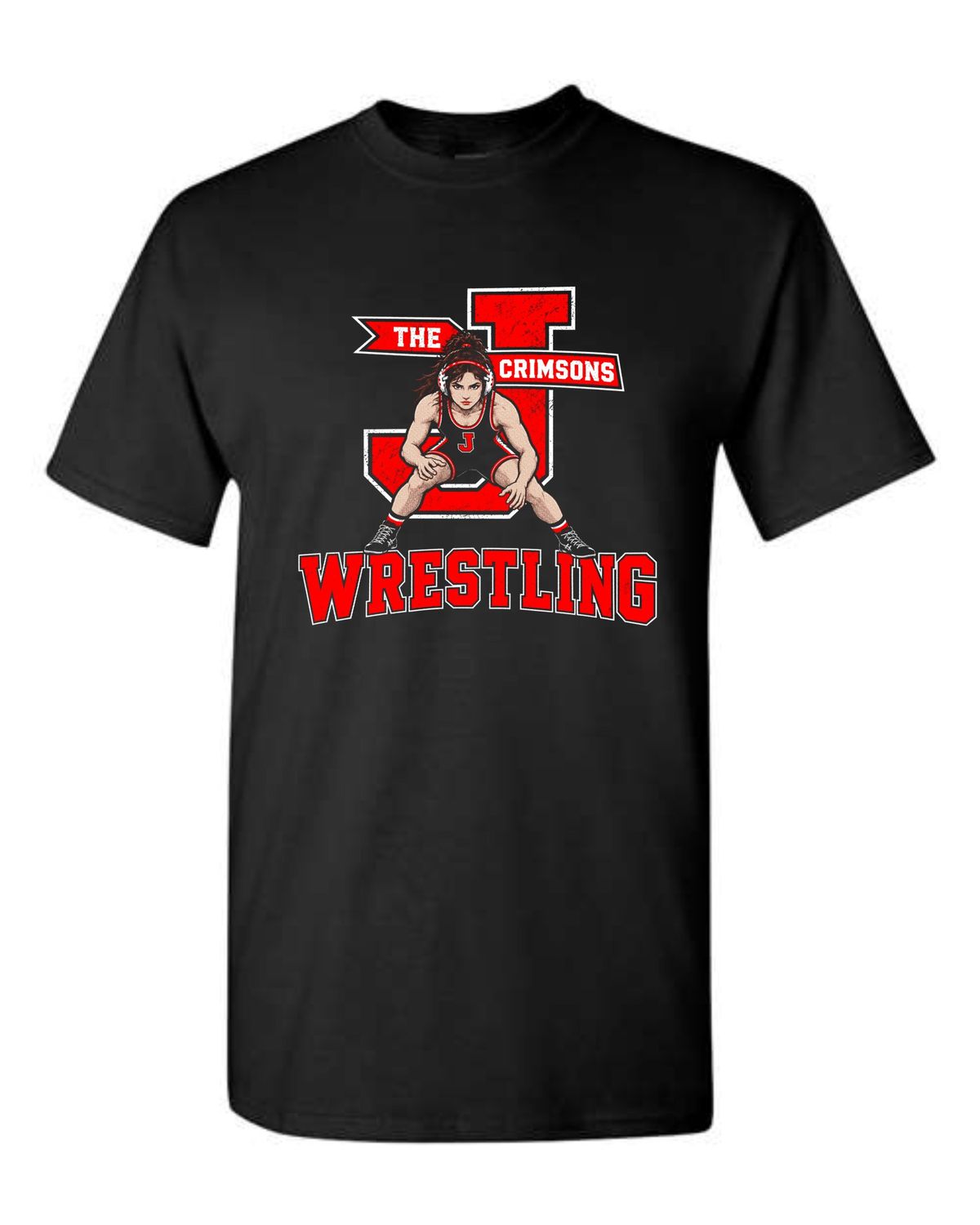 J CRIMSONS WRESTLING-5000 BLACK GIRLS UNI-SEX T-SHIRT
