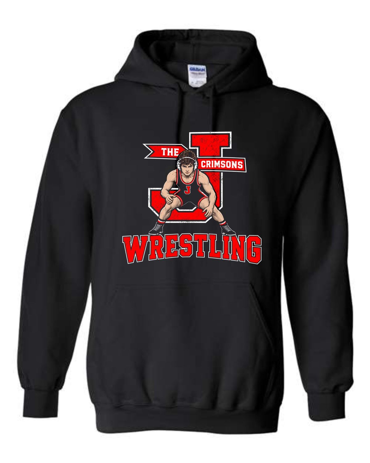 J CRIMSONS WRESTLING-18500 BLACK BOYS PULLOVER HOODIE