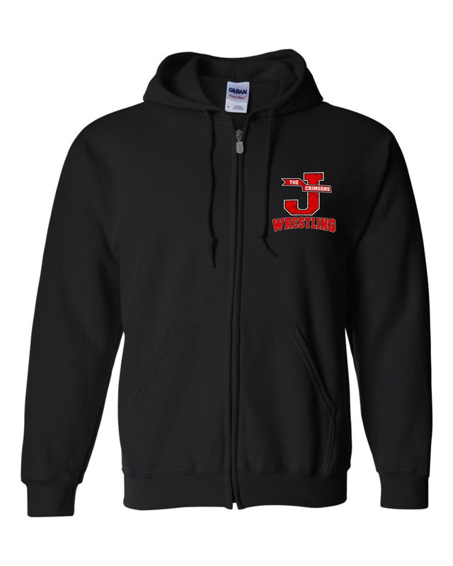 J CRIMSONS WRESTLING-18600 BLACK BOYS ZIP-UP HOODIE
