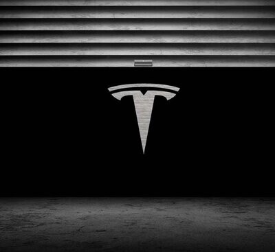 Tesla "T" Brushed Aluminum Garage Sign