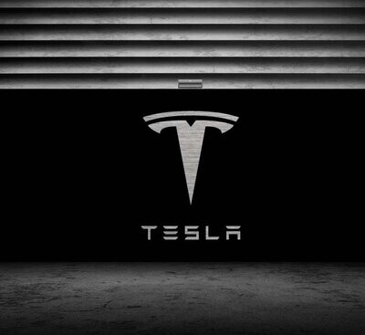 Tesla Brushed Aluminum Garage Sign