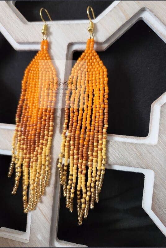 Orange, Tan, Yellow and Sheer Gold Ombre&#39; Earrings