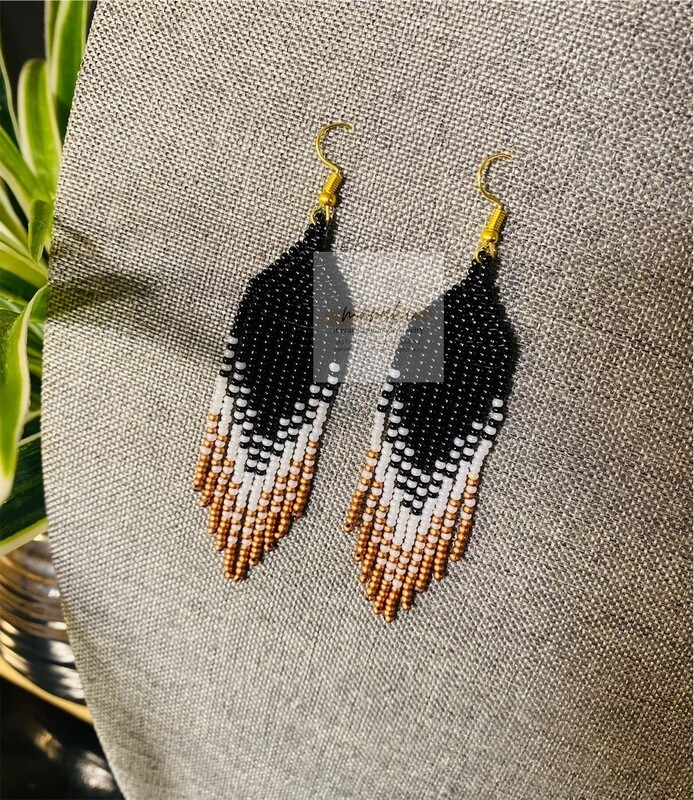 Black, White and  Bronze Ombre Earrings