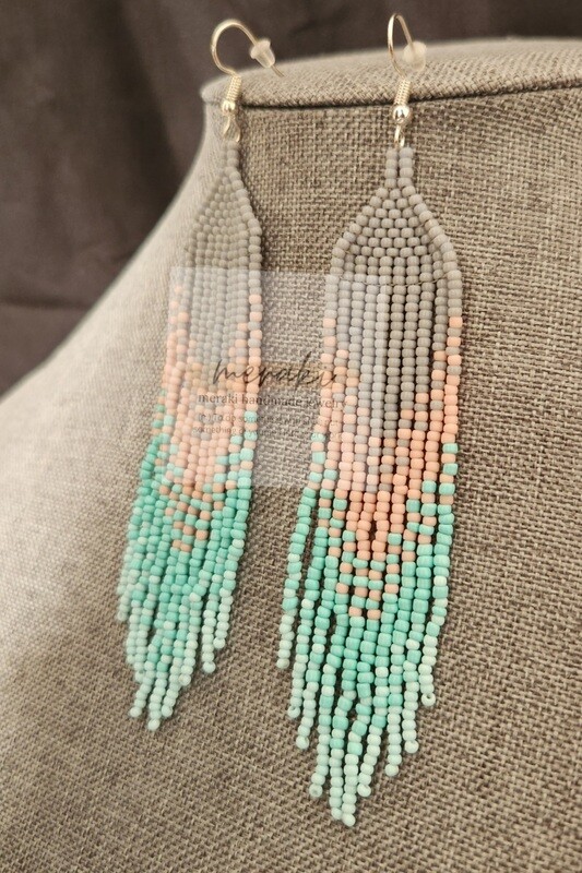 Grey, Blush and Seafoam Green Ombre Earrings