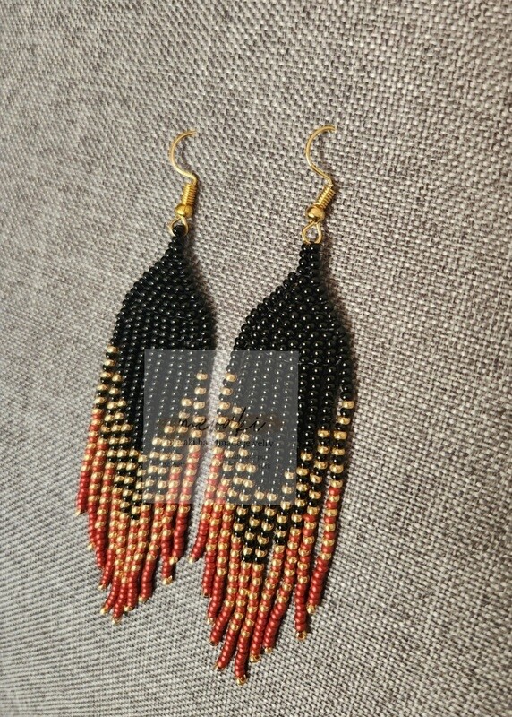 Black, Gold and Ruby Ombre Earrings