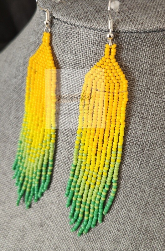 Yellow to  Green Ombre Earrings