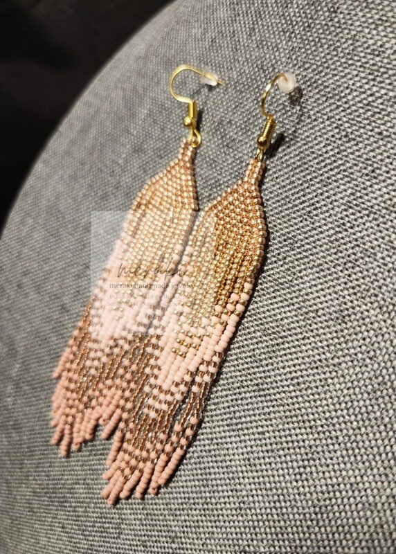 Rose Gold, Pastel Pink and Fairy Gold Ombre Earrings