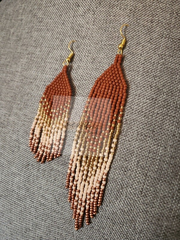 Coffee, Sheer Gold, Cream and Bronze Ombre Earrings