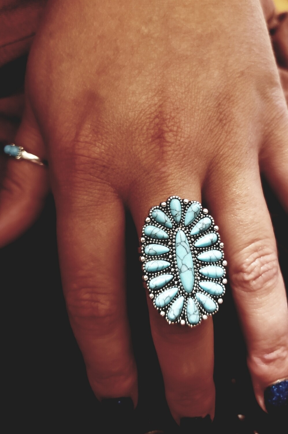 Adjustable Turquoise Cluster Ring