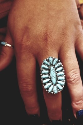 Adjustable Turquoise Cluster Ring