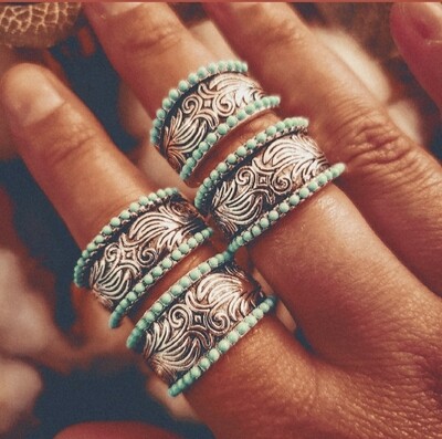 Thick Band Stamped Western Ring